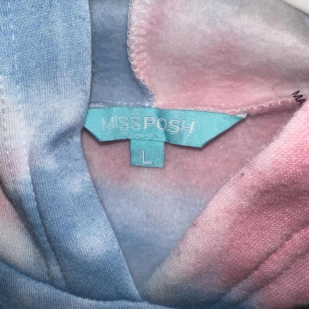 Women's Miss Posh Blue and Pink Tie Dye Cropped Hoodie Size L - Picture 3 of 4